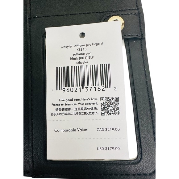Kate Spade New York Slim Schuyler Billfold‎ Wallet Saffiano PVC Black NWT - Picture 4 of 8